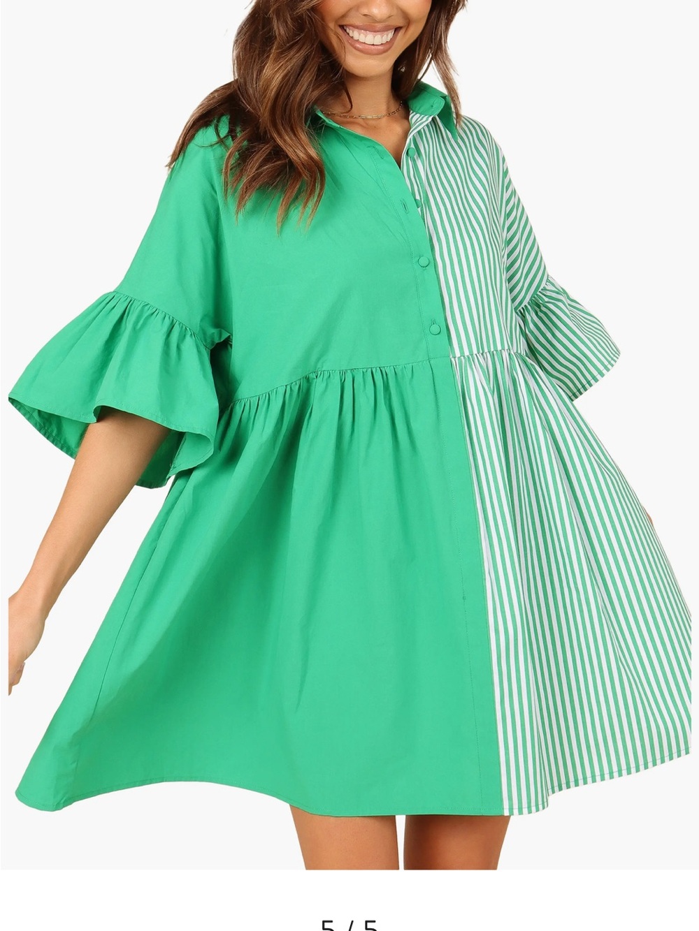 Petal & Pup Green and White Striped Maxi Dress